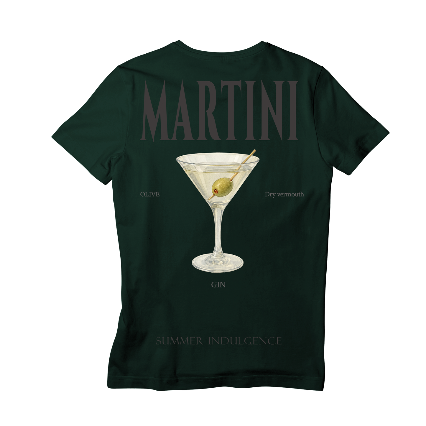 Camiseta Fresca De Lujo Verde Oscuro “Martini — Summer Indulgence”