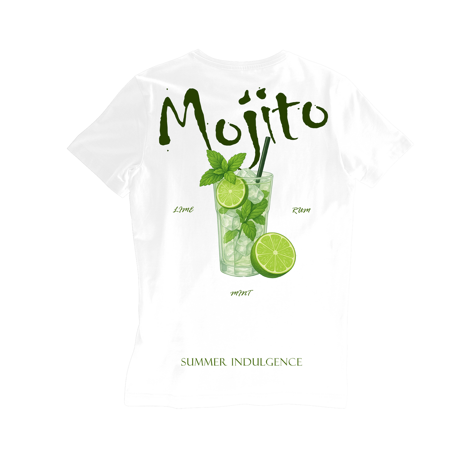 Camiseta Fresca De Lujo Blanco “Mojito — Summer Indulgence”