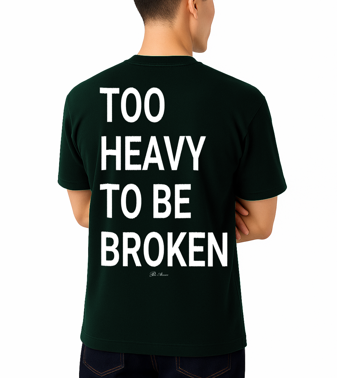 CAMISETA OVERSIZE VERDE "Too Heavy to Be Broken"