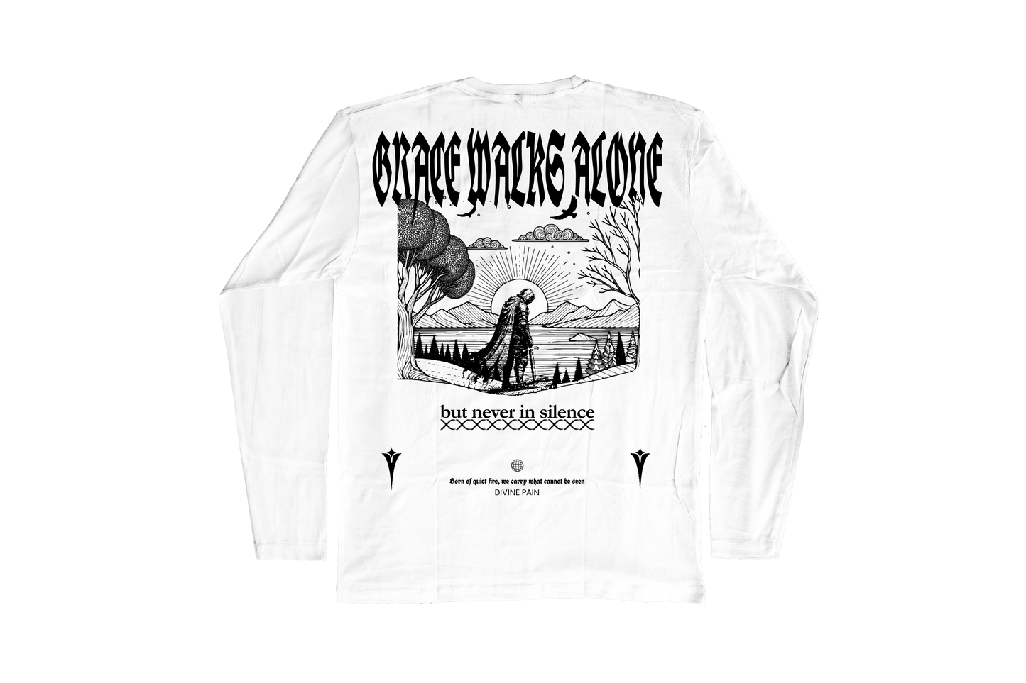 CAMISETA MANGA LARGA BLANCA "Divine Pain Lines"