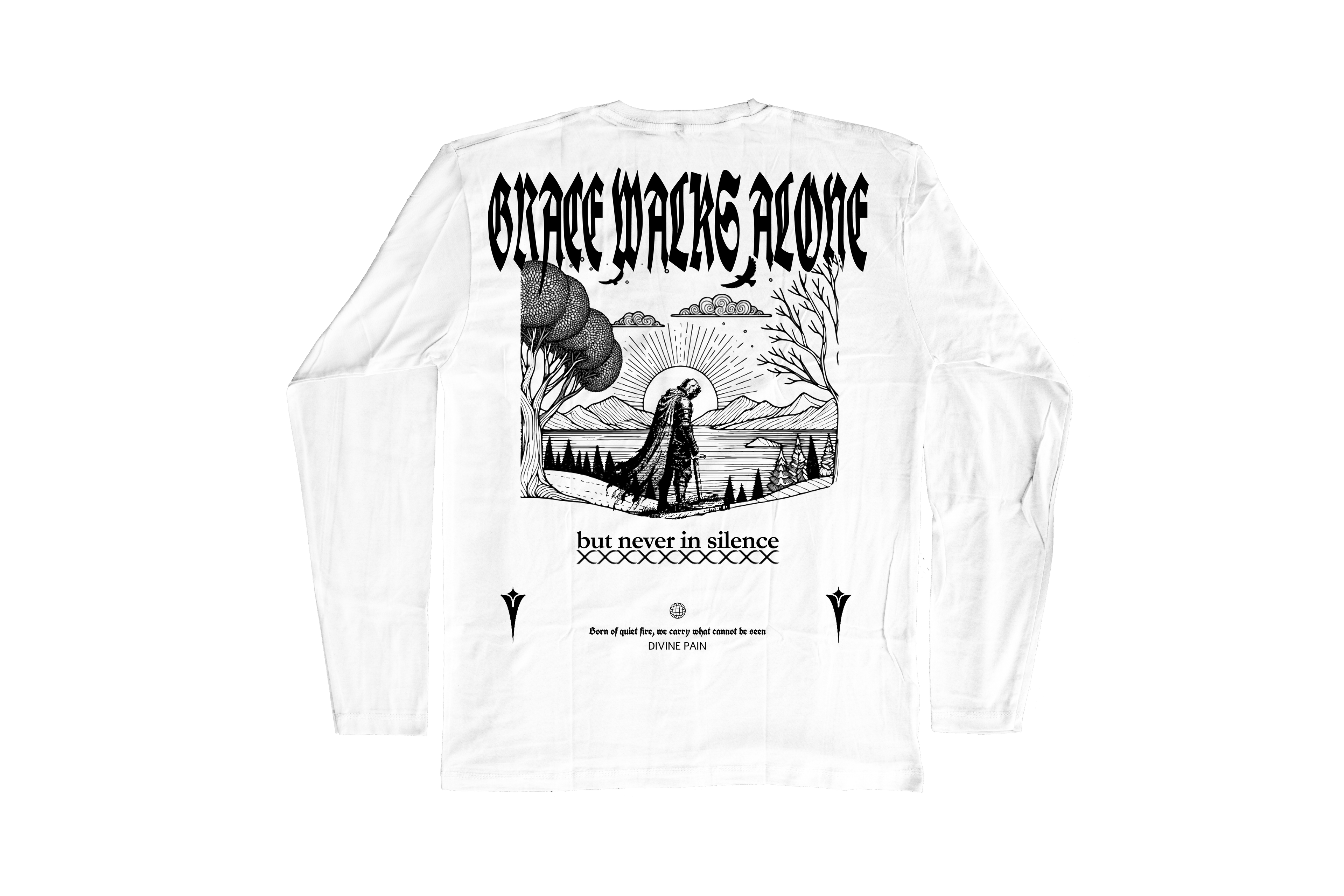 CAMISETA MANGA LARGA BLANCA "Divine Pain Lines"