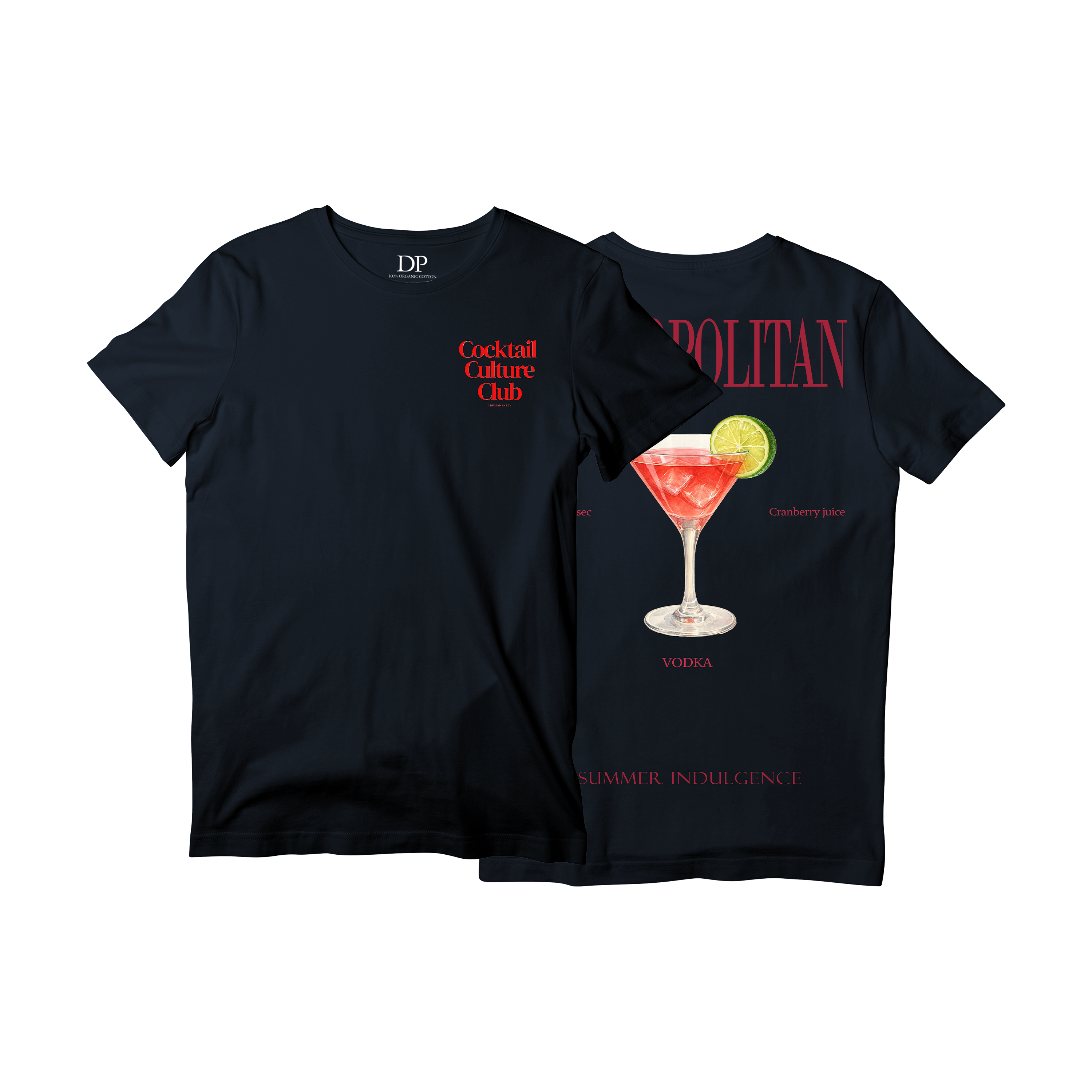 Camiseta Fresca De Lujo Azul Oscuro  “Cosmopolitan — Summer Indulgence”