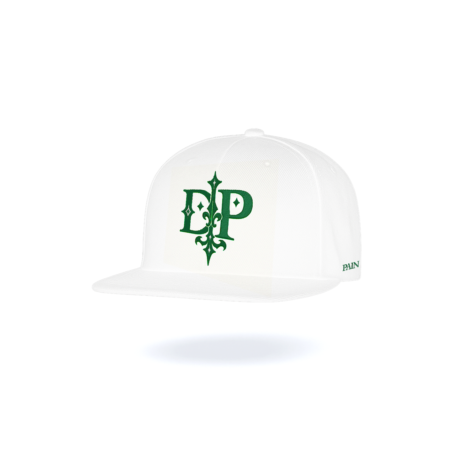 GORRA PLANA BLANCO BORDADO TIPOGRAFIA "DP"