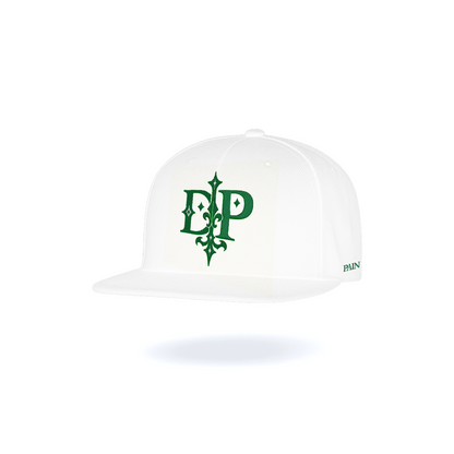GORRA PLANA BLANCO BORDADO TIPOGRAFIA "DP"