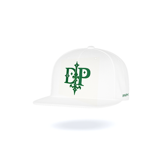 GORRA PLANA BLANCO BORDADO TIPOGRAFIA "DP"