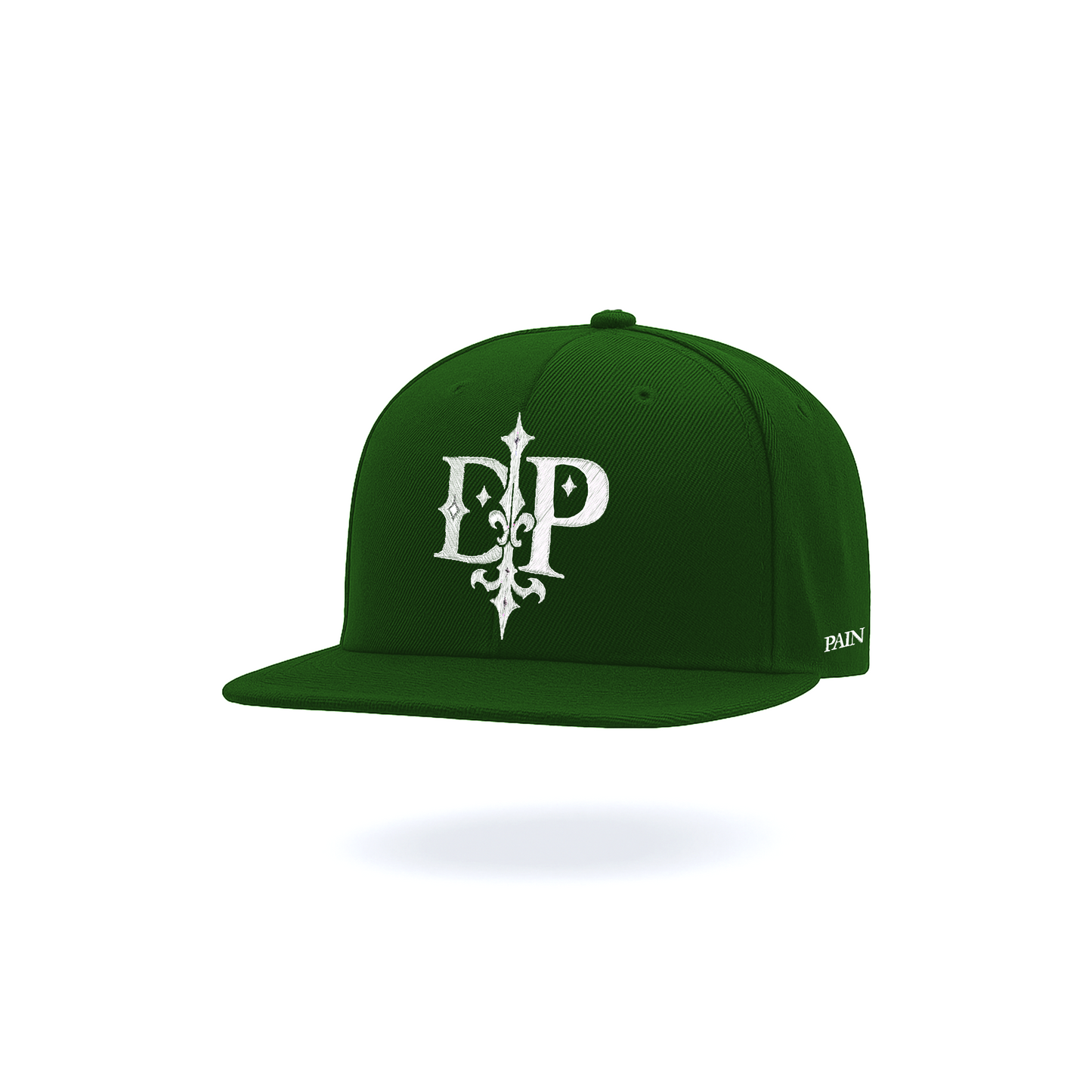 GORRA PLANA VERDE BORDADO TIPOGRAFIA "DP"