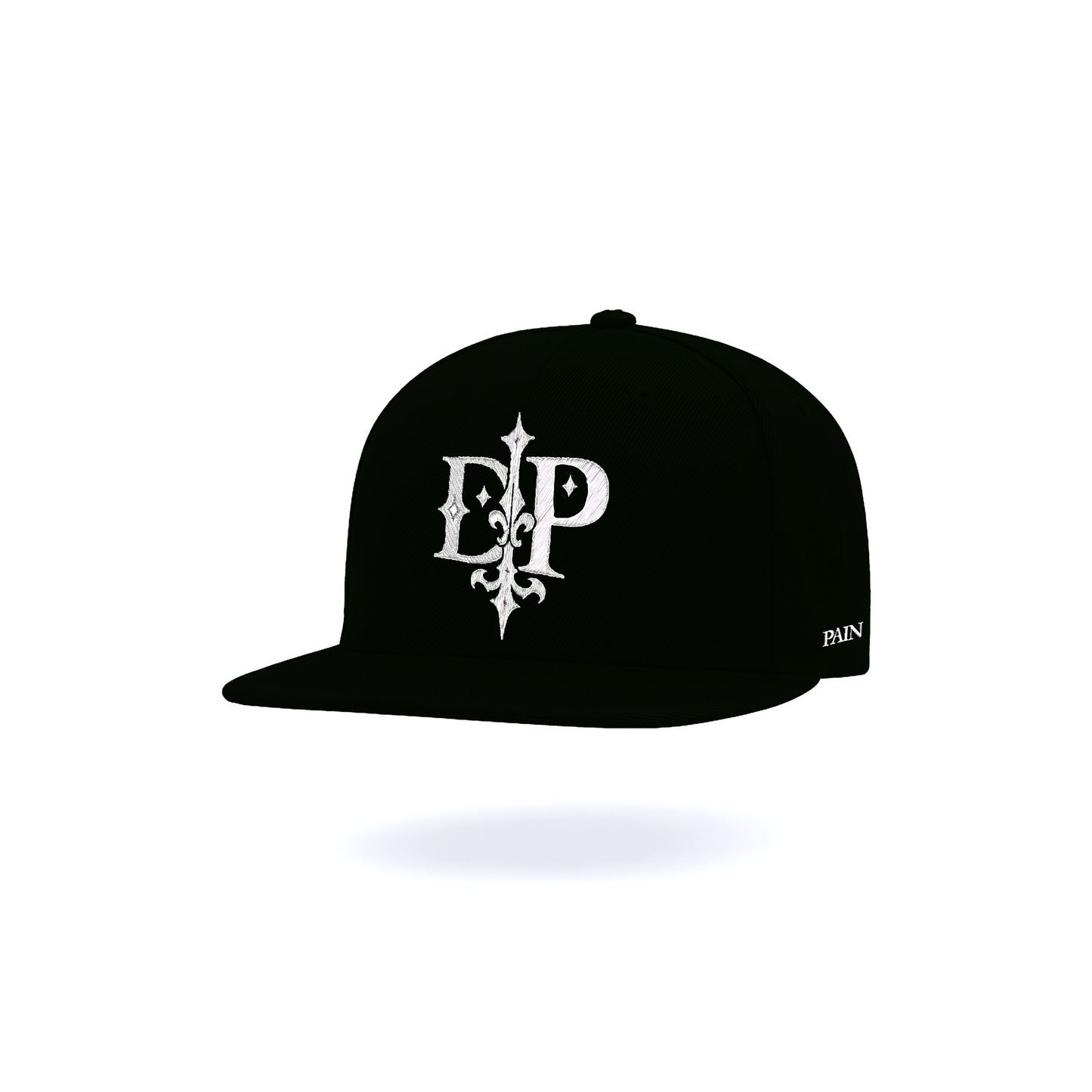 GORRA PLANA NEGRO BORDADO TIPOGRAFIA "DP"