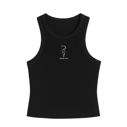 BLACK CAT RIB BLOUSE