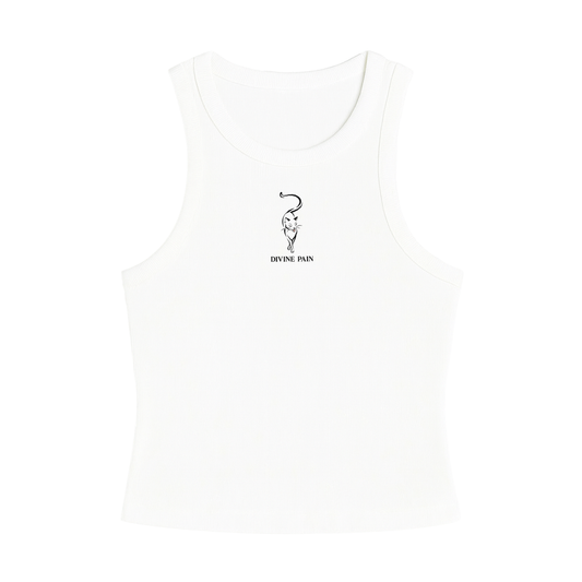 WHITE CAT RIB BLOUSE