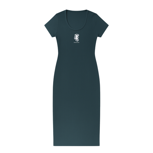 VESTIDO RIB VERDE PANTERA