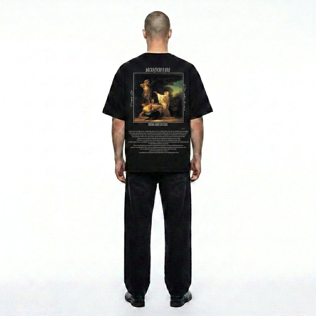 Camiseta Oversize Negro "Sacrificio a Pan"