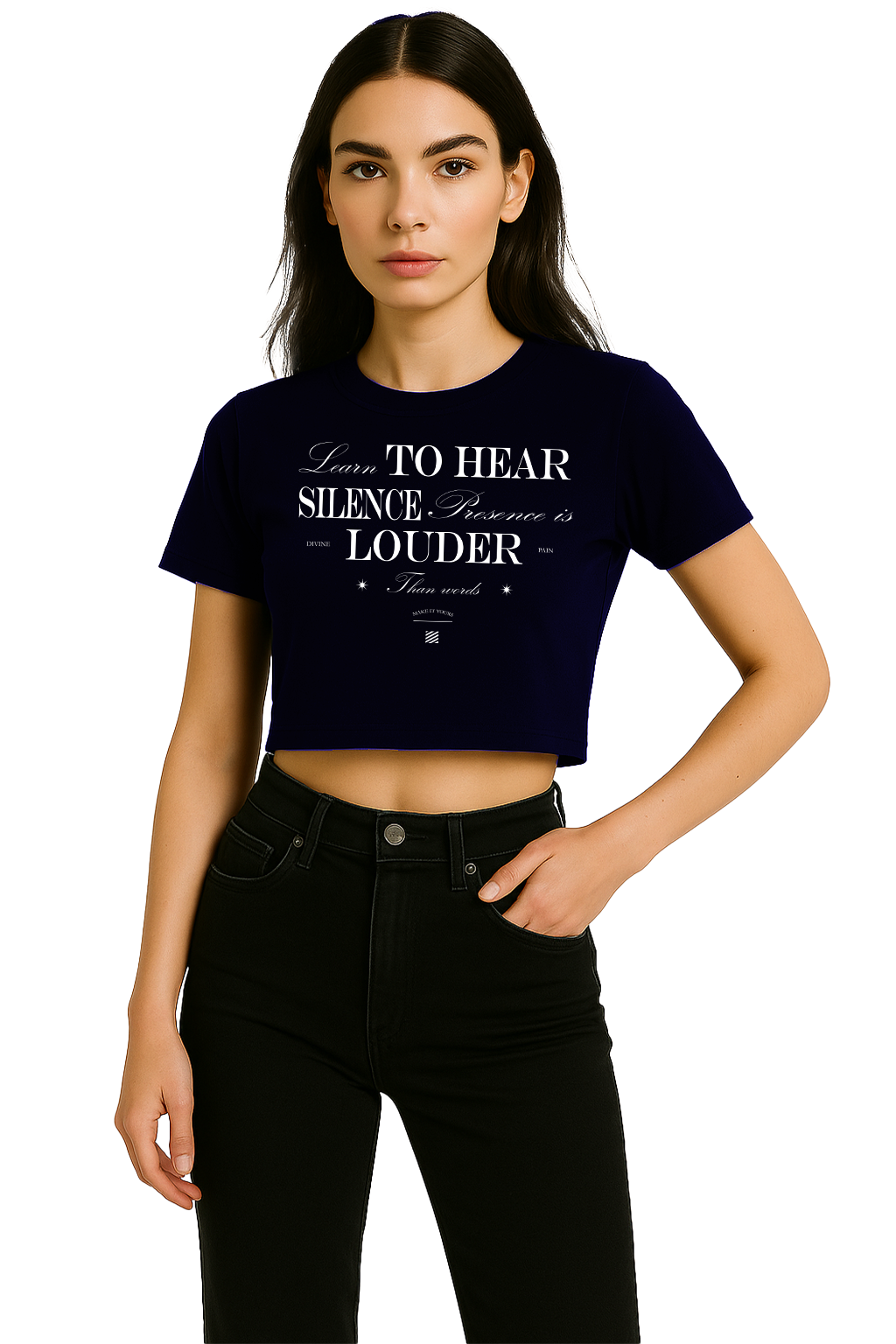 CROP-TOP AZUL "Learn To Hear Silence"