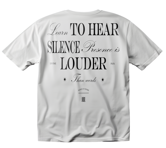 CAMISETA PESADA BLANCO "Learn To Hear Silence"