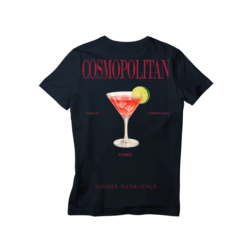 Camiseta Fresca De Lujo Azul Oscuro  “Cosmopolitan — Summer Indulgence”