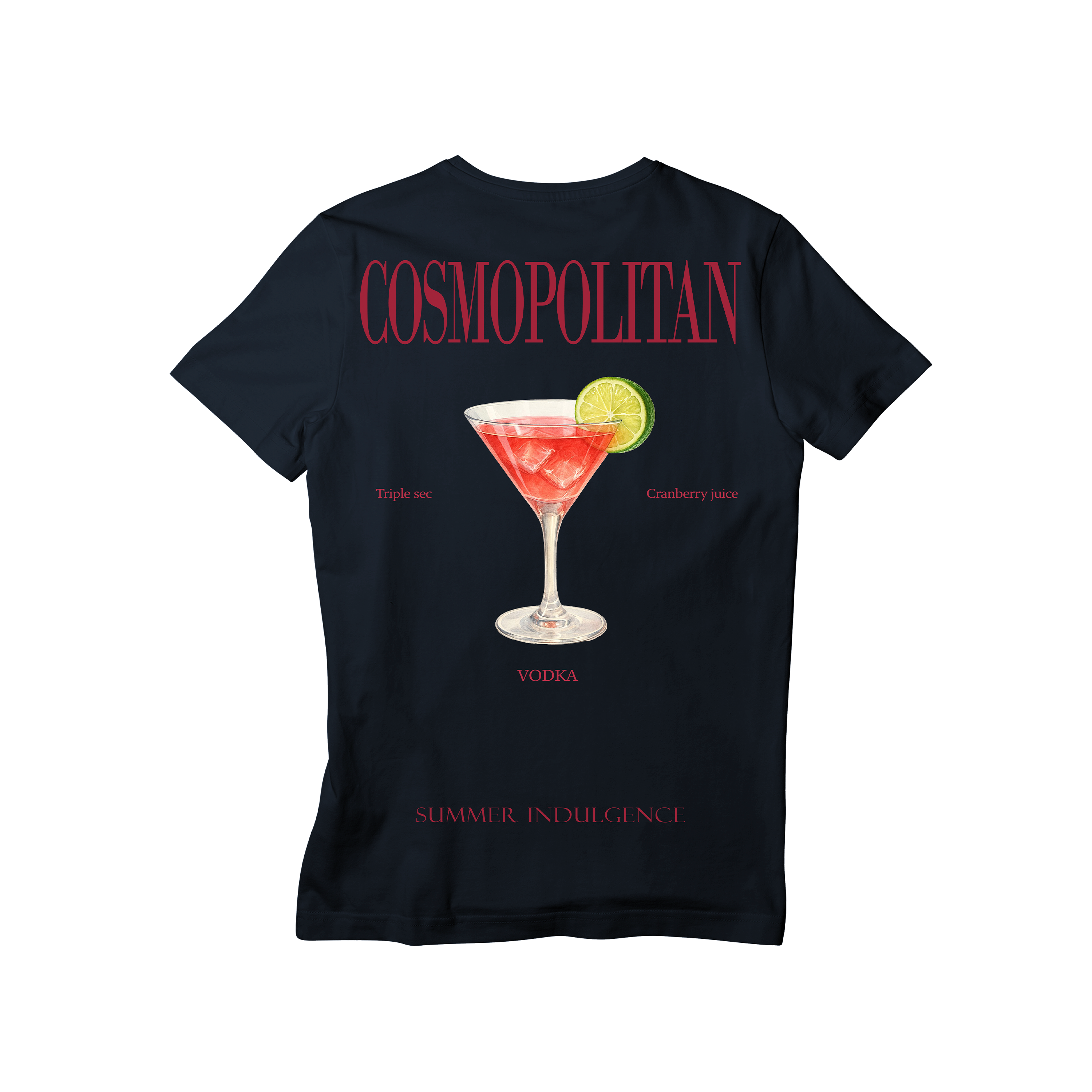 Camiseta Fresca De Lujo Azul Oscuro  “Cosmopolitan — Summer Indulgence”