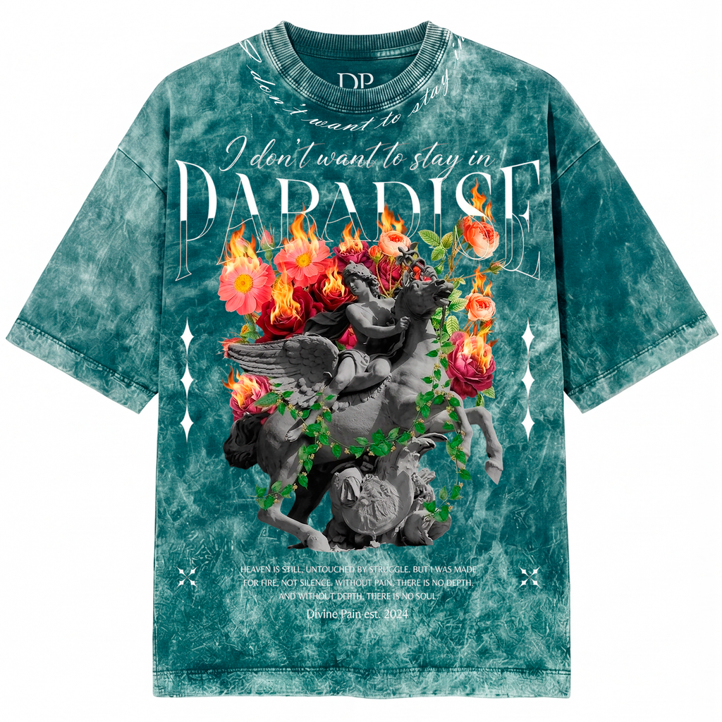 CAMISETA ACIDWASH VERDE "Paradise"