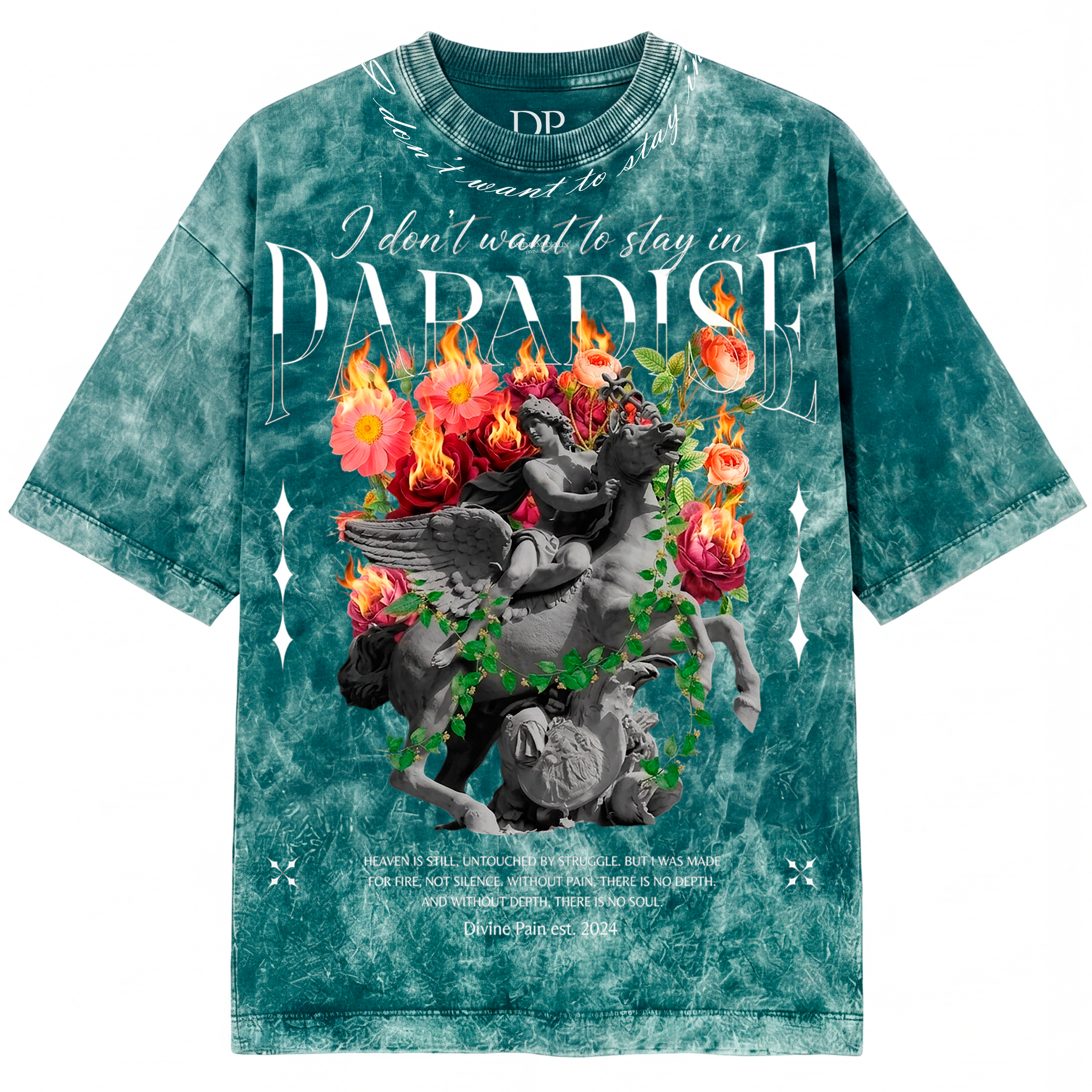 CAMISETA ACIDWASH VERDE "Paradise"