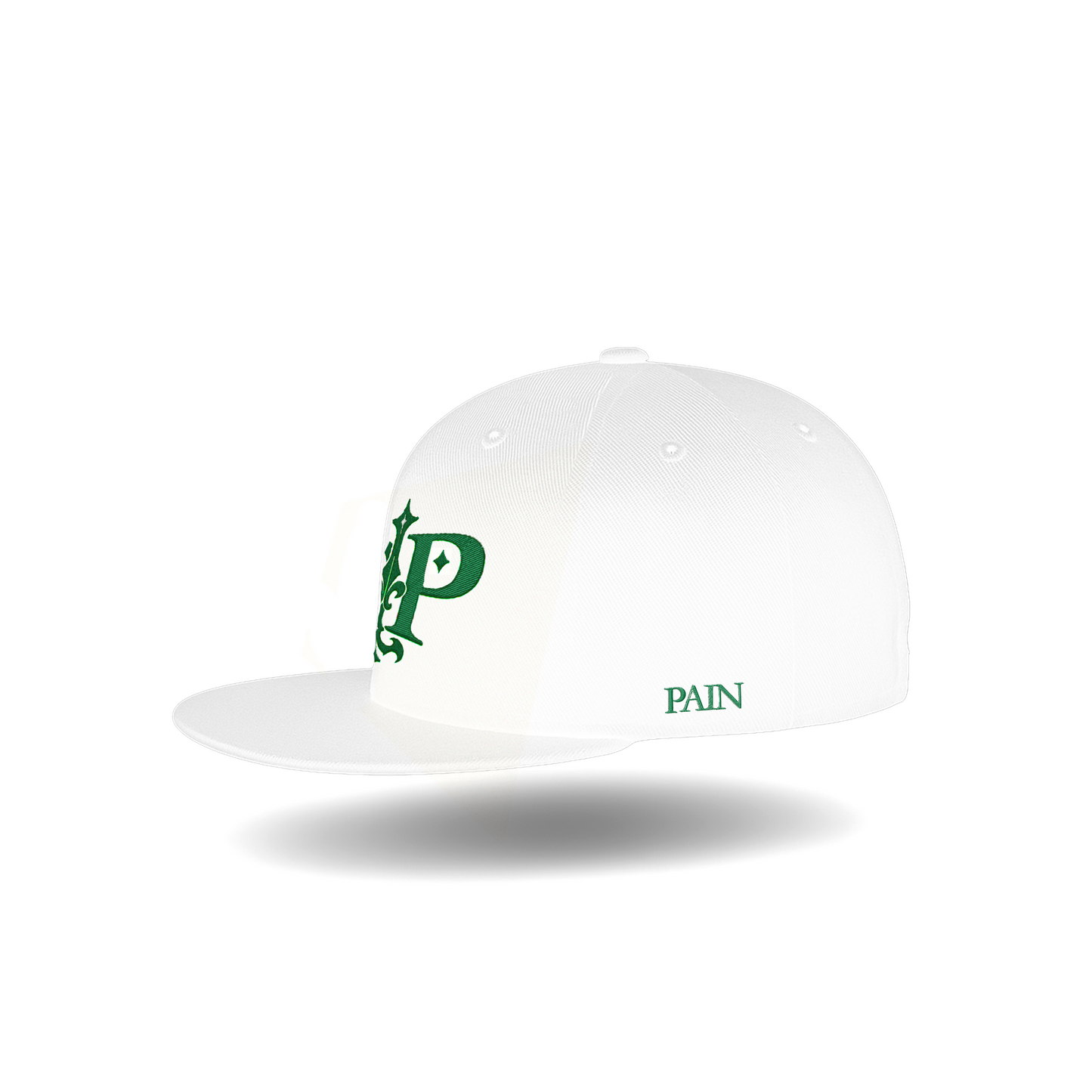 GORRA PLANA BLANCO BORDADO TIPOGRAFIA "DP"