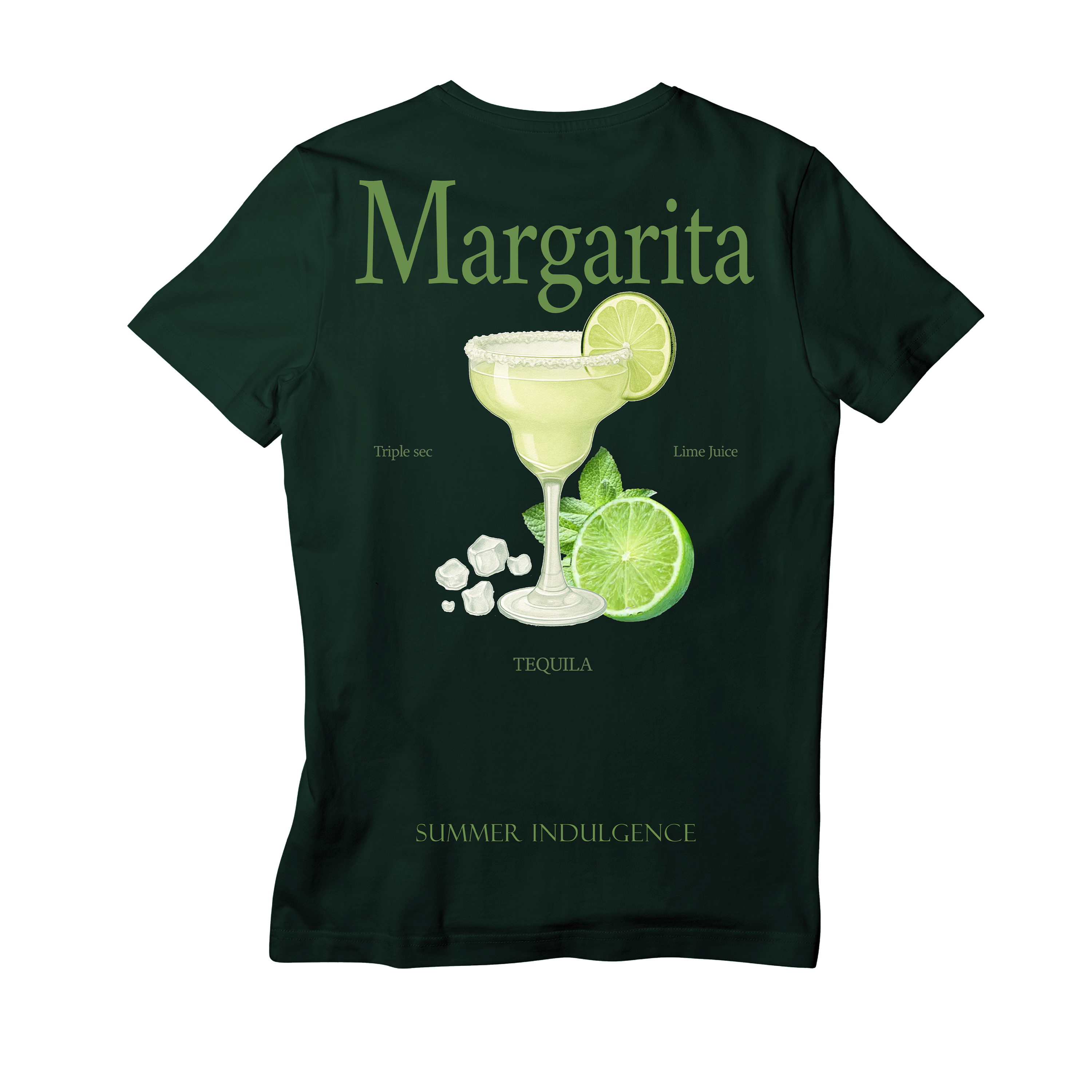 Camiseta Fresca De Lujo Verde Oscuro “Margarita — Summer Indulgence”