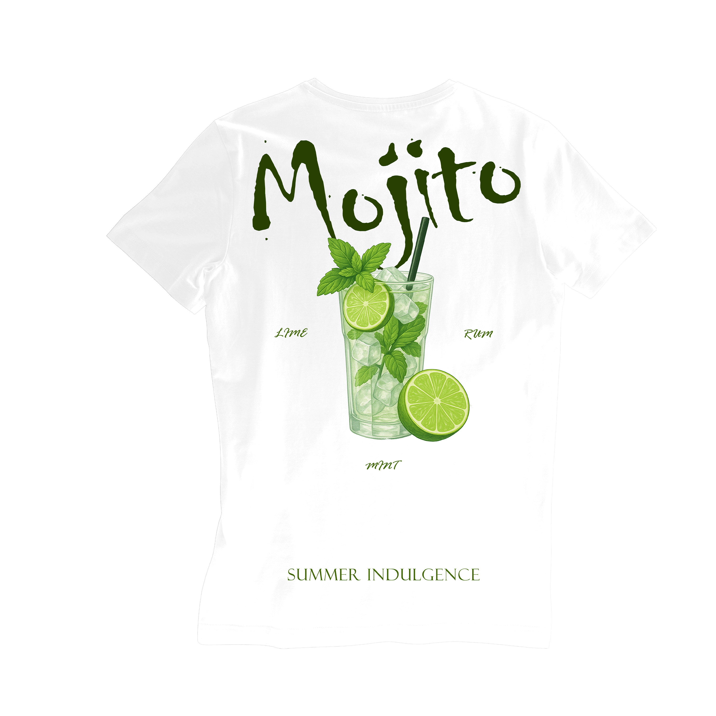 Camiseta Fresca De Lujo Blanco “Mojito — Summer Indulgence”