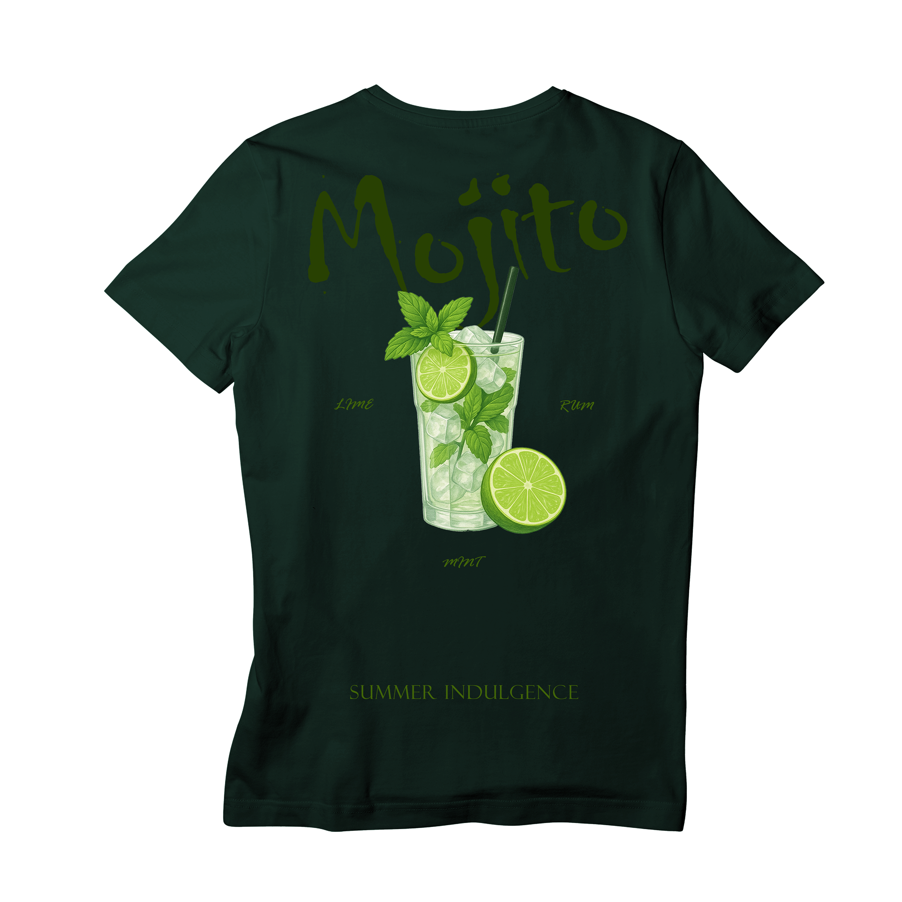 Camiseta Fresca De Lujo Verde Oscuro “Mojito — Summer Indulgence”