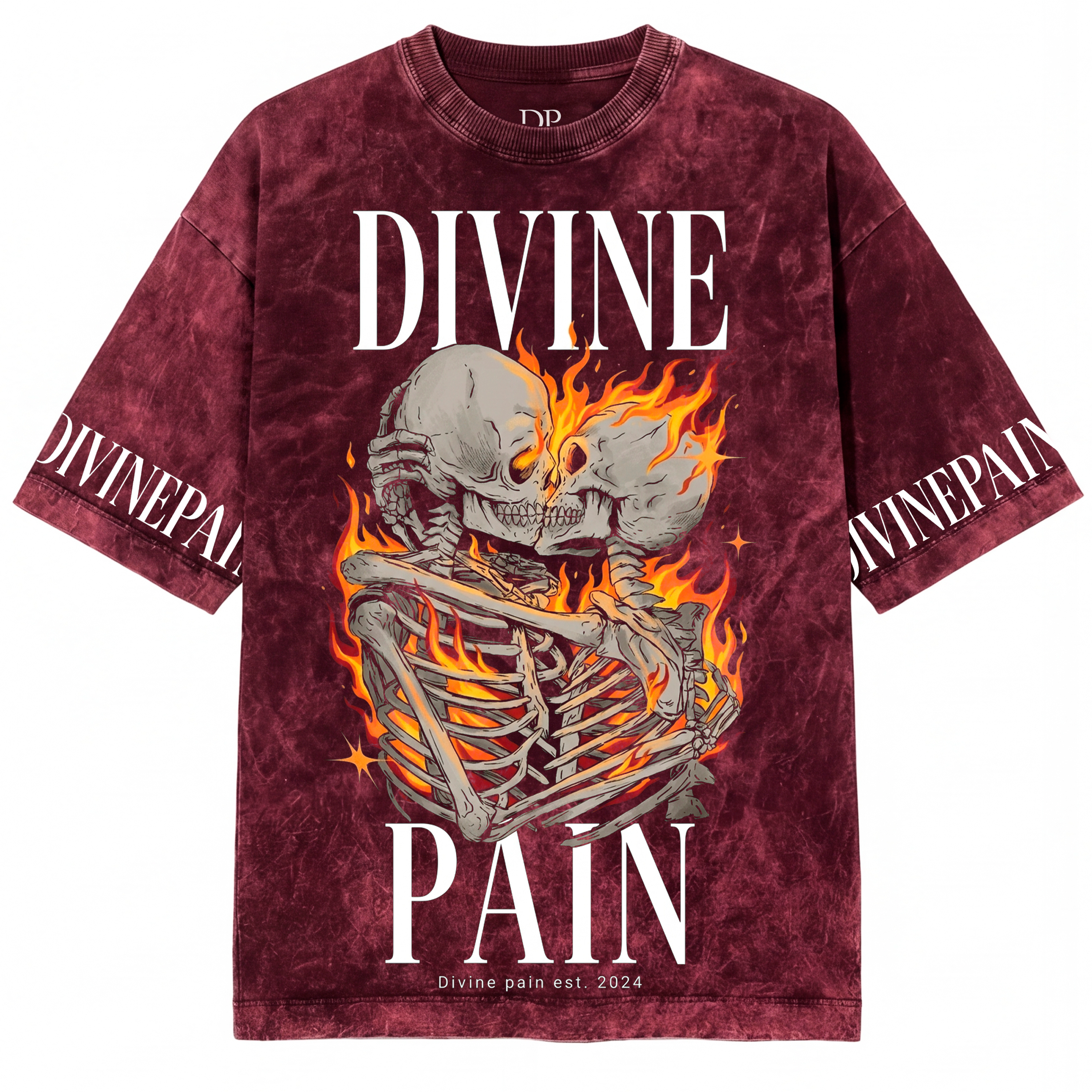 CAMISETA ACIDWASH ROJO "Divine Kiss"