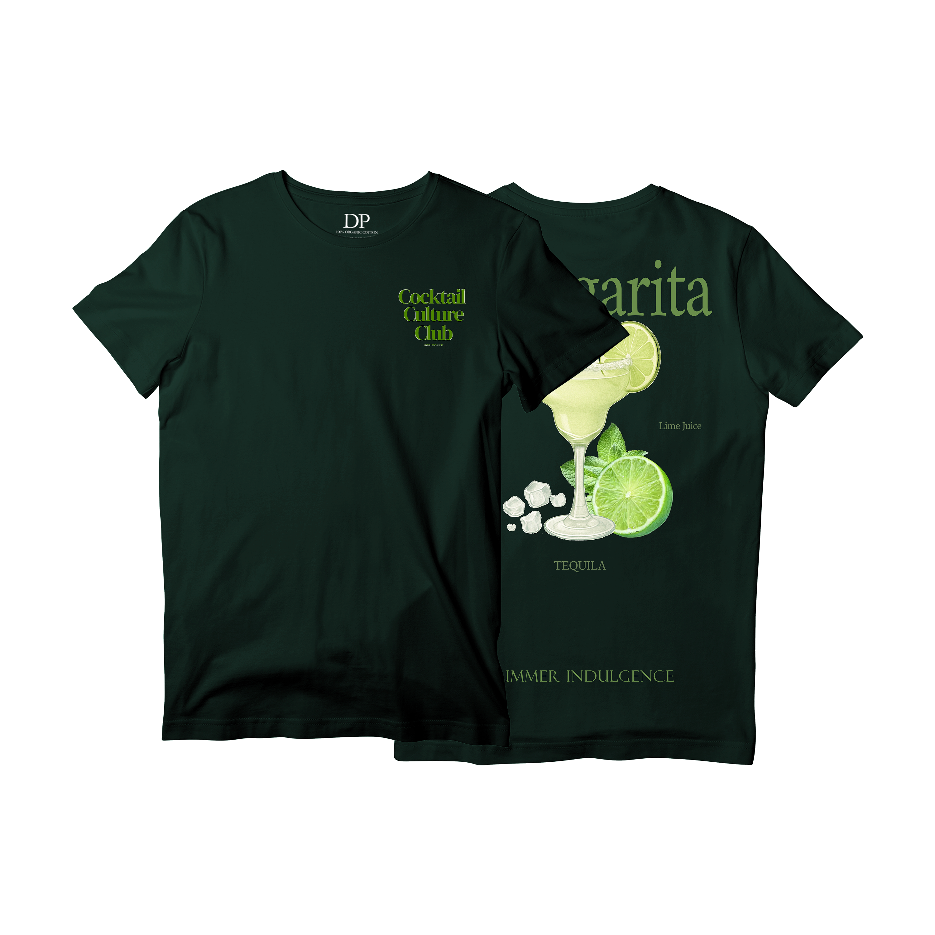Camiseta Fresca De Lujo Verde Oscuro “Margarita — Summer Indulgence”